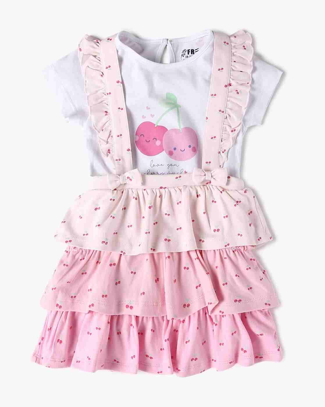 INF FRENDZ | Girls Printed T-Shirt & Dungaree Set|0