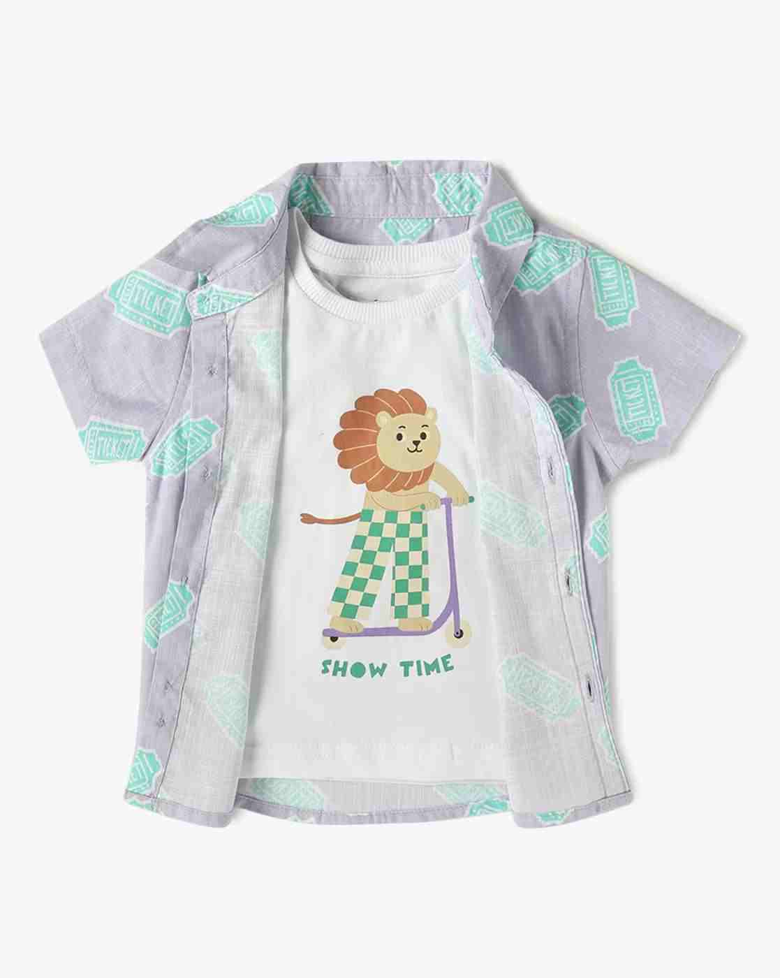 INF FRENDZ | Boys Printed Cotton Shirt with Vest|0