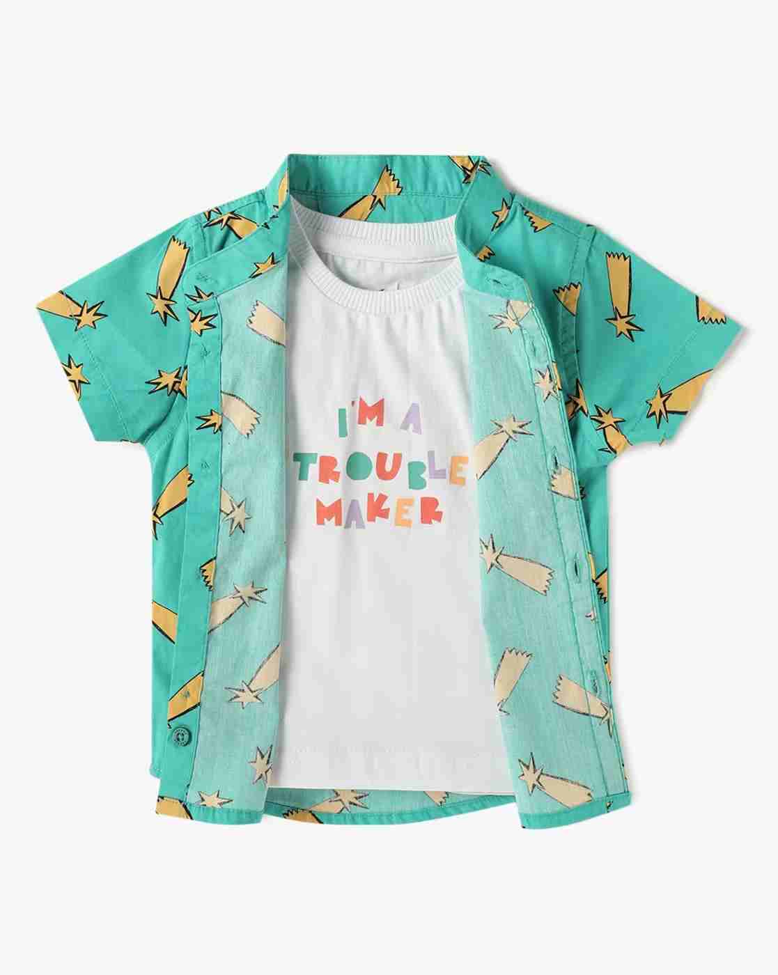 INF FRENDZ | Boys Printed Shirt with Vest|0
