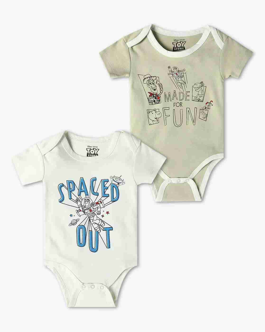 Infants Pack of 2 Typographic Print Cotton Rompers