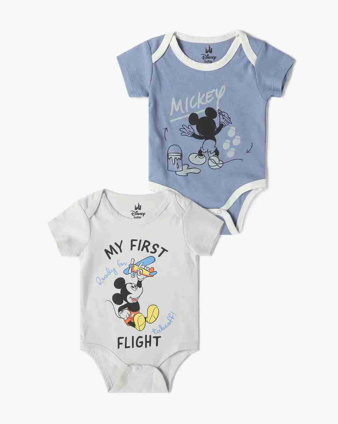 Boys Pack of 2 Mickey Mouse Print Onesies