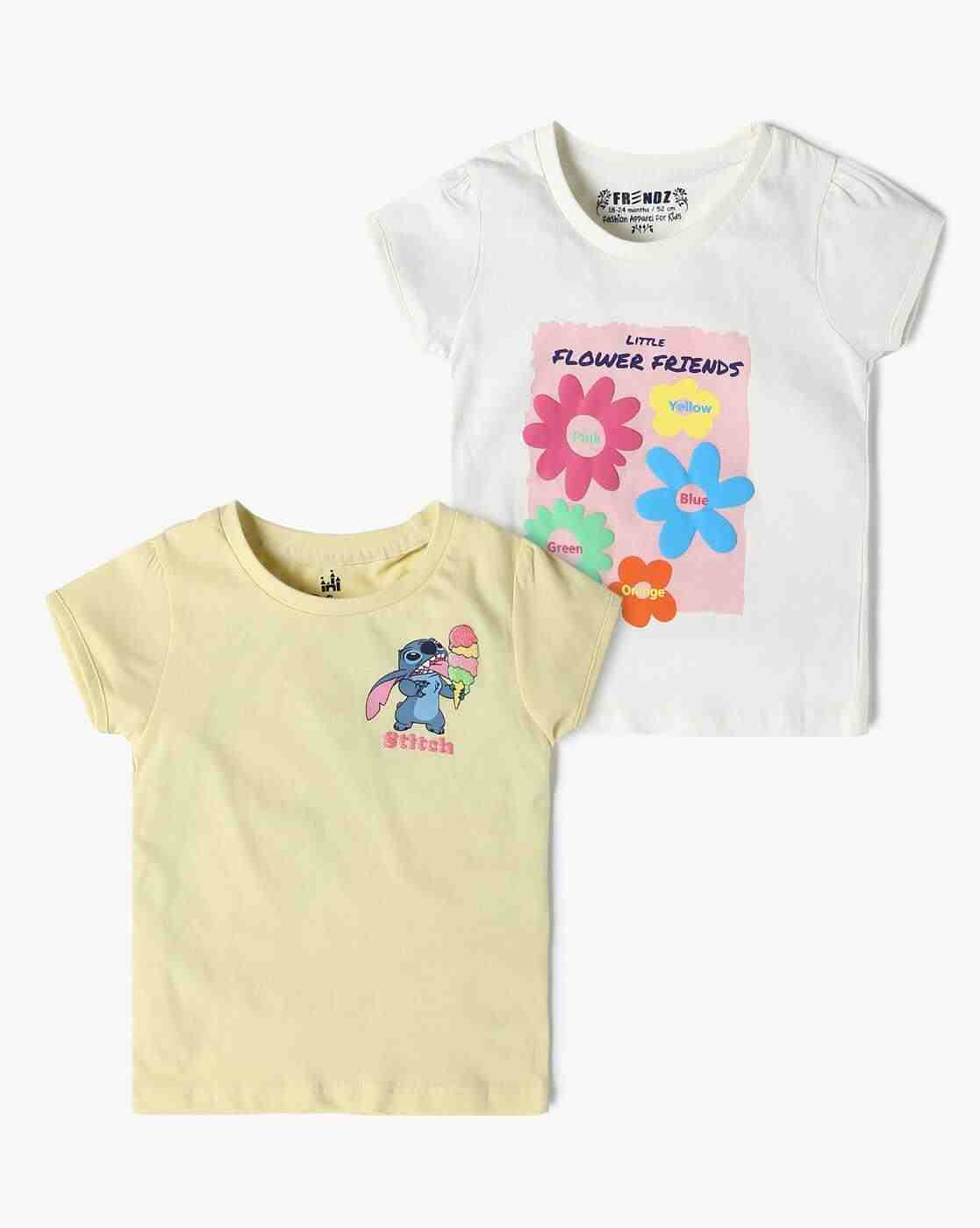 INF FRENDZ | Girls Pack of 2 Graphic Print Round-Neck T-Shirts|0