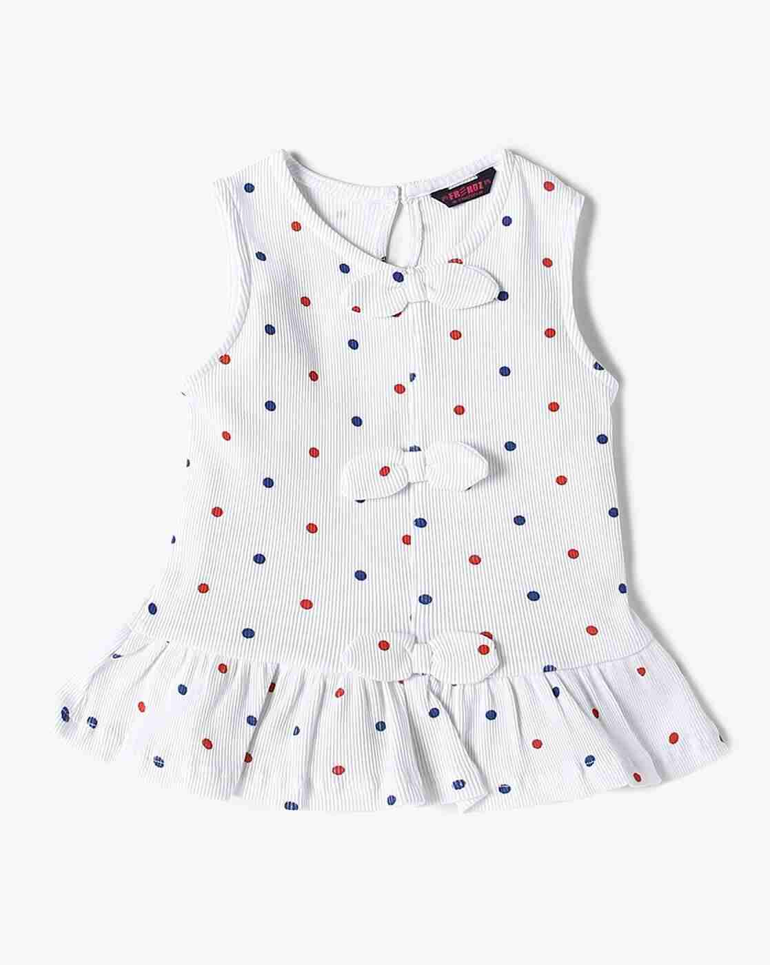 INF FRENDZ | Girls Polka-Dot Print T-Shirt & Shorts Set|1