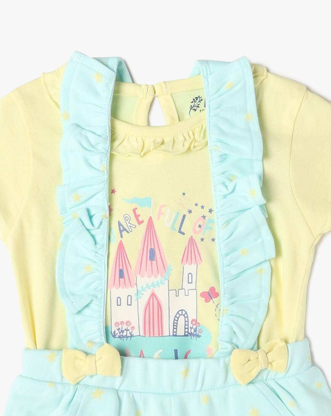 INF FRENDZ | Girls Graphic Print Dungaree with T-Shirt Set|5