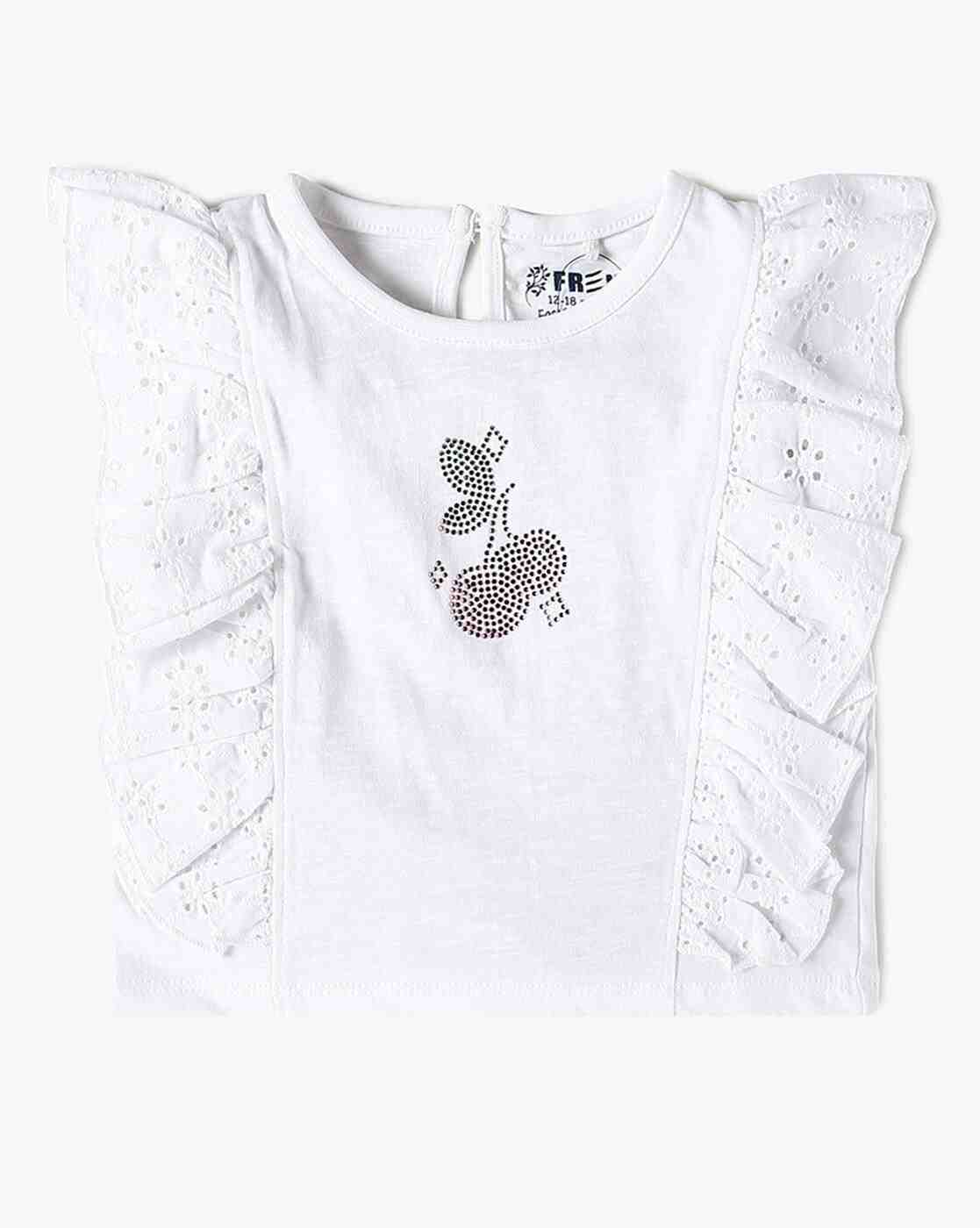 INF FRENDZ | Girls Schiffli Embroidered Top & Pants Set|1