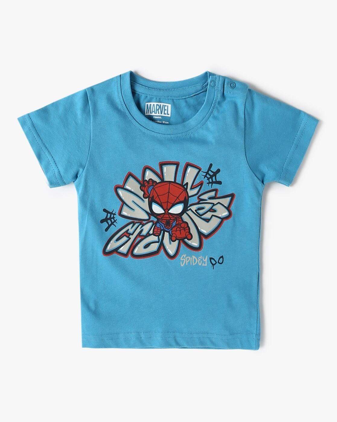 INF FRENDZ | Spiderman Print Tailored Fit Round-Neck T-Shirt|1