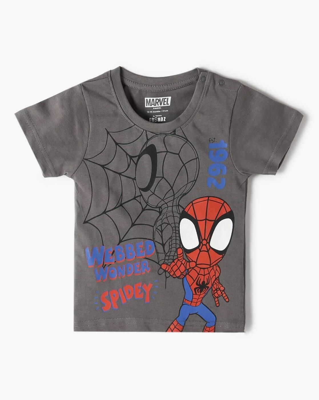 INF FRENDZ | Spiderman Print Tailored Fit Round-Neck T-Shirt|2