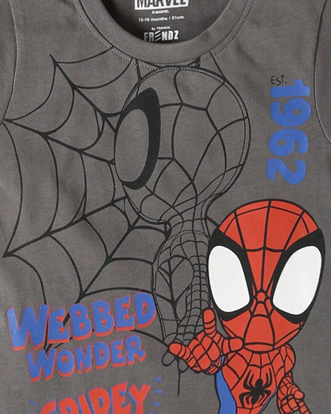 INF FRENDZ | Spiderman Print Tailored Fit Round-Neck T-Shirt|7