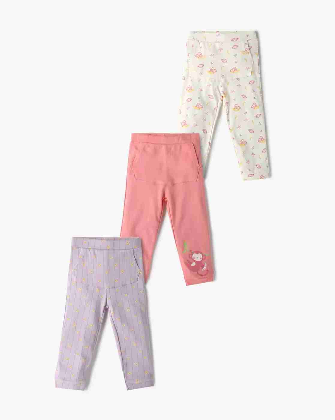 INF FRENDZ | Girls Set of 3 Printed Leggings with Kangaroo Pocket|0