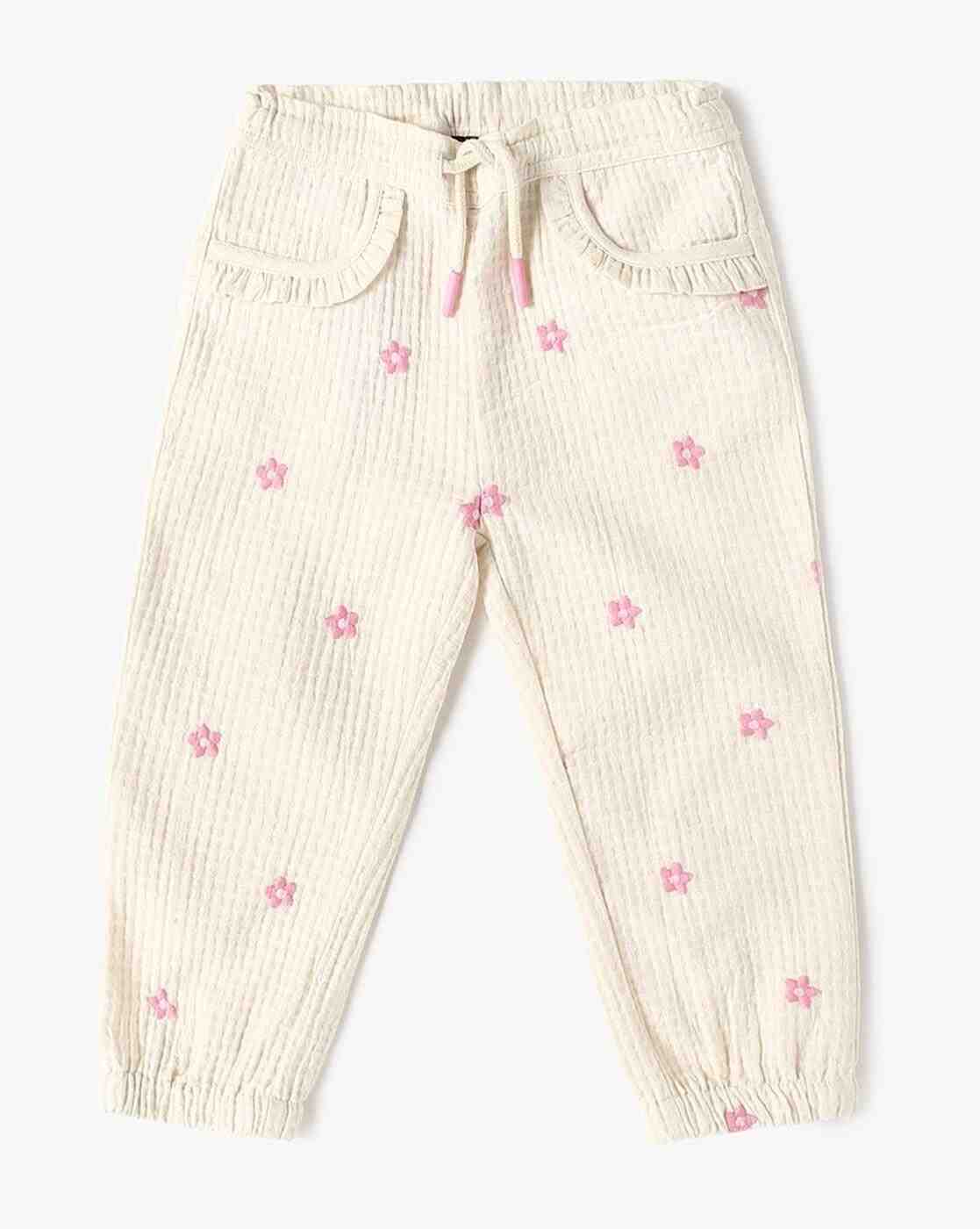 INF FRENDZ | Girls Floral Embroidered Jogger Pants|0