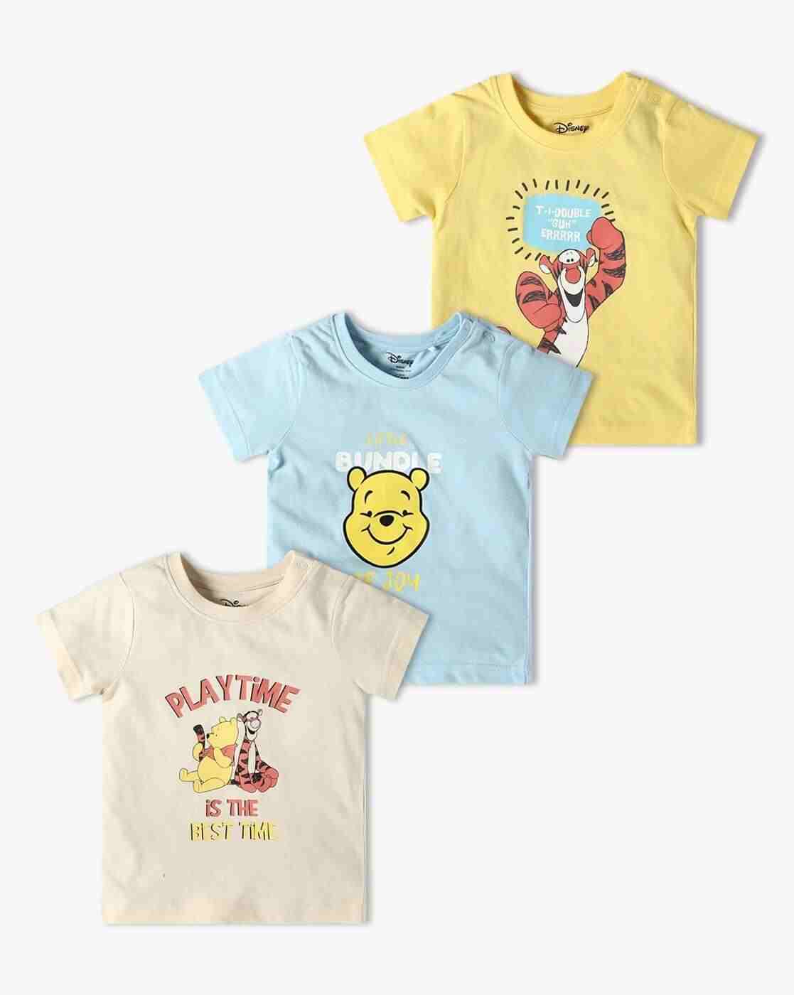INF FRENDZ | Boys Pack of 3 Winnie-The-Pooh Print Tailored Fit Round-Neck T-Shirts|0