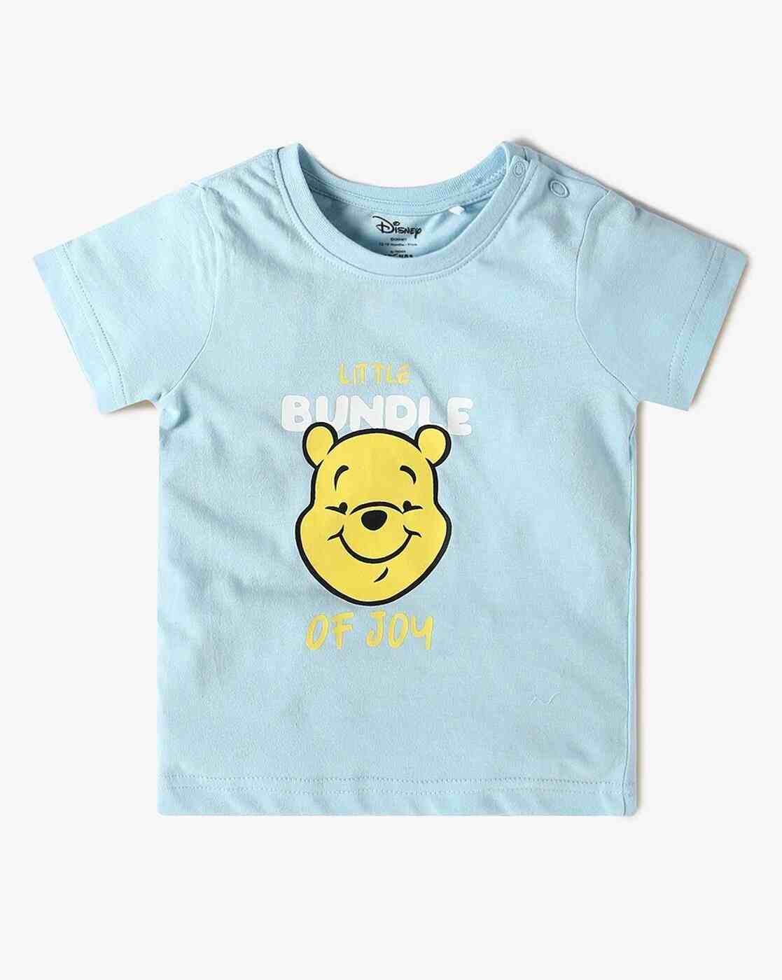 INF FRENDZ | Boys Pack of 3 Winnie-The-Pooh Print Tailored Fit Round-Neck T-Shirts|1
