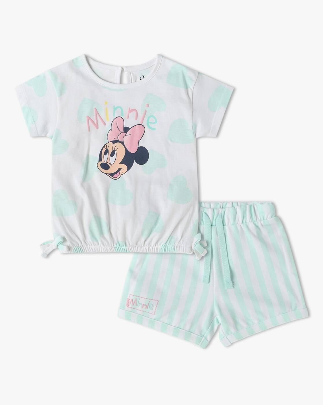 INF FRENDZ | Girls Minnie Print T-Shirt & Shorts Set|0