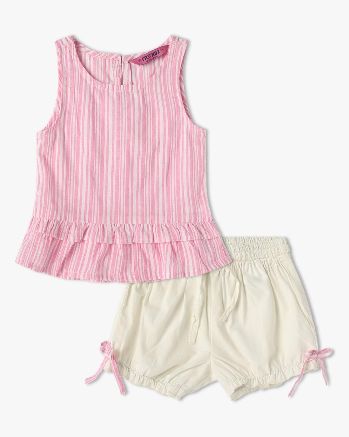 INF FRENDZ | Stripes Round-Neck Top & Shorts Sets|0