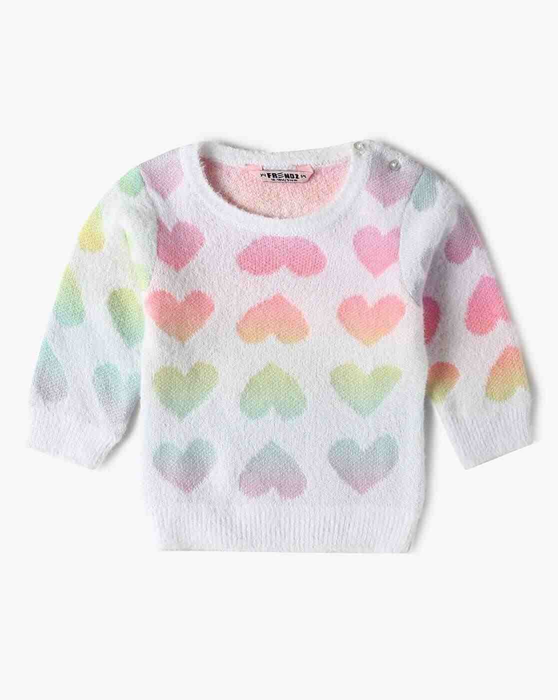 INF FRENDZ | Girls Heart Print Round-Neck Sweater|0