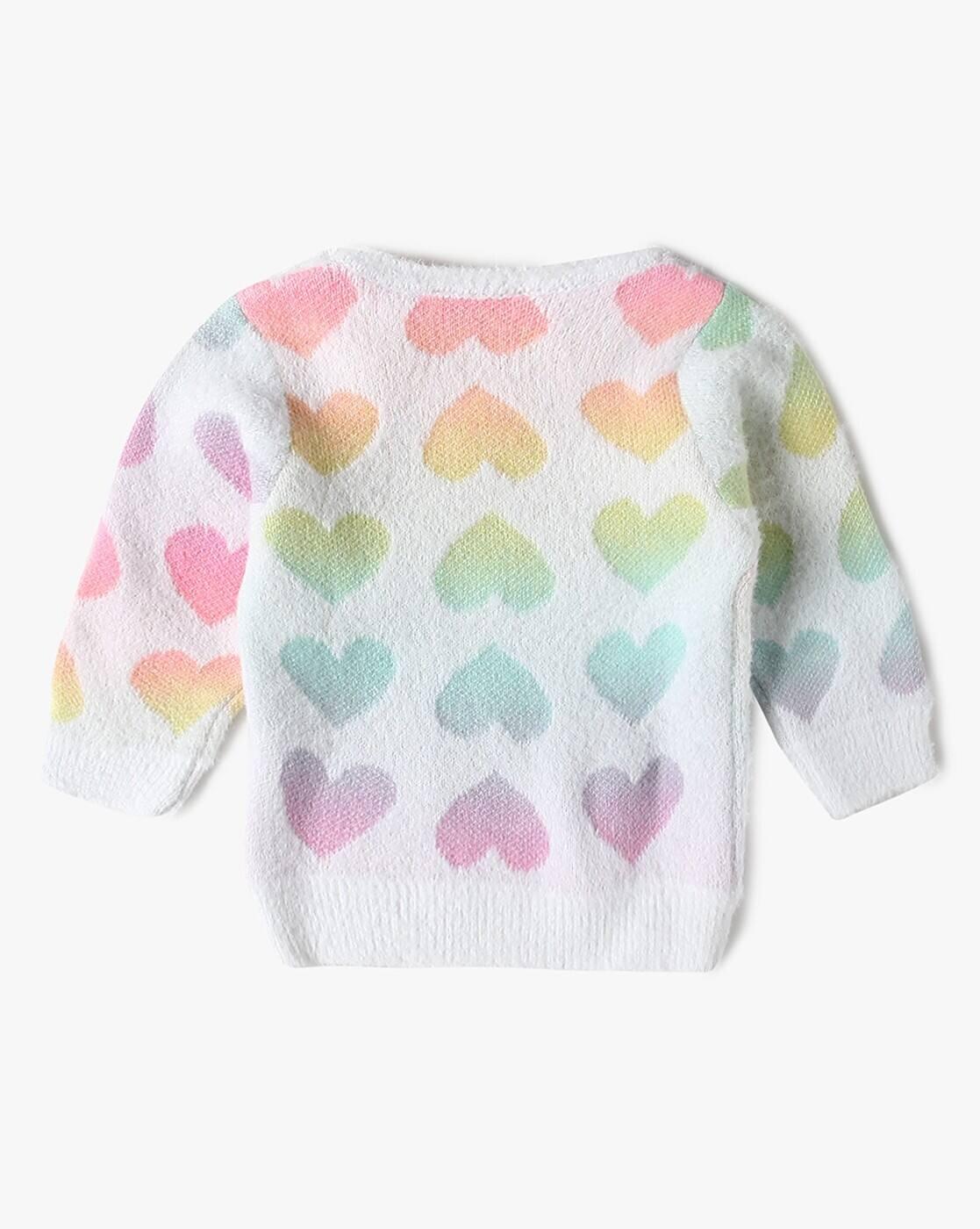 INF FRENDZ | Girls Heart Print Round-Neck Sweater|1