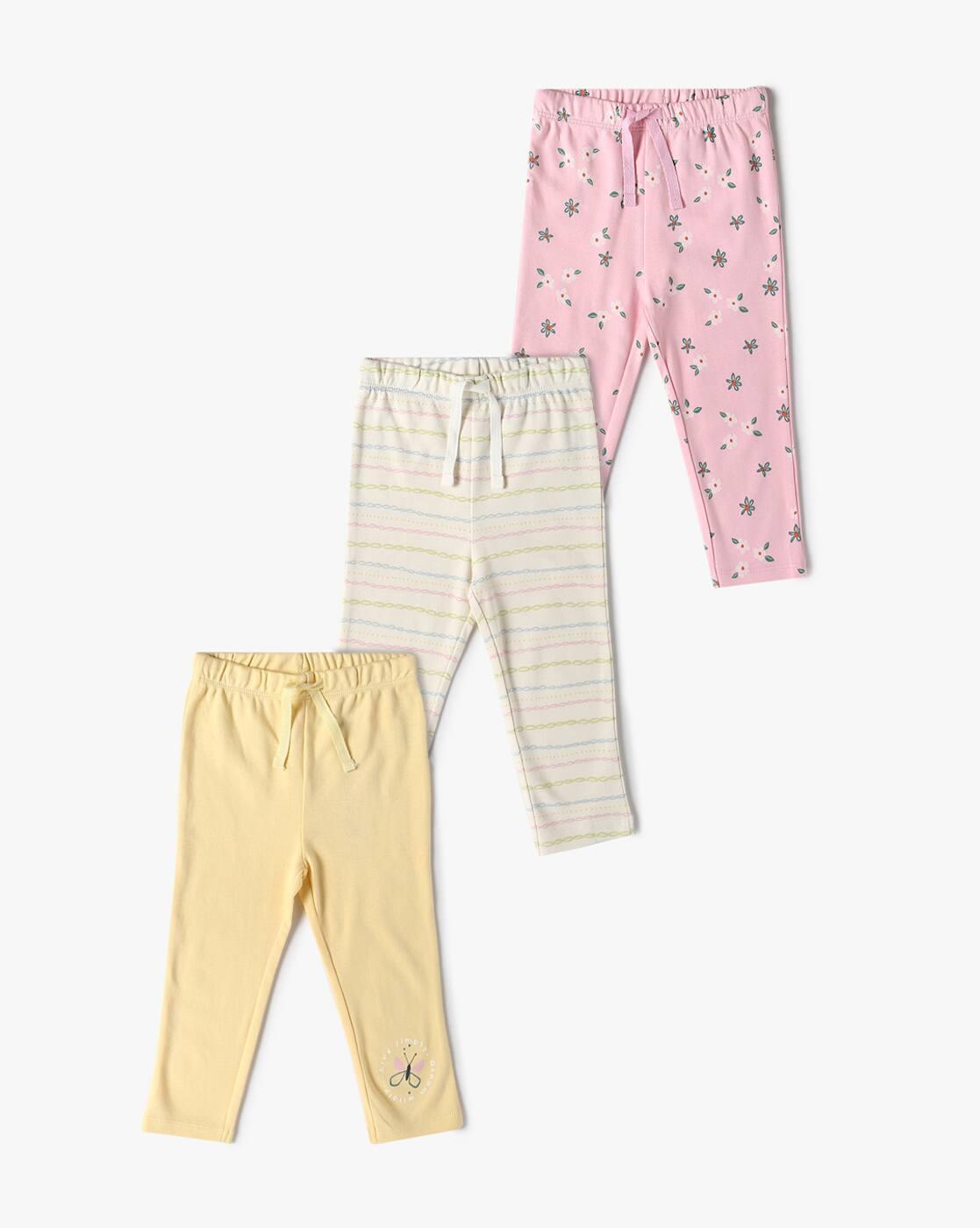 INF FRENDZ | Girls Pack of 3 Printed Cotton Leggings|0
