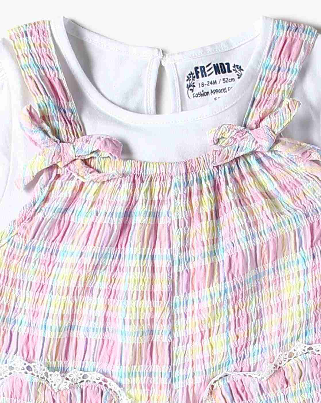INF FRENDZ | Girls Checked Dungaree with T-Shirt|6