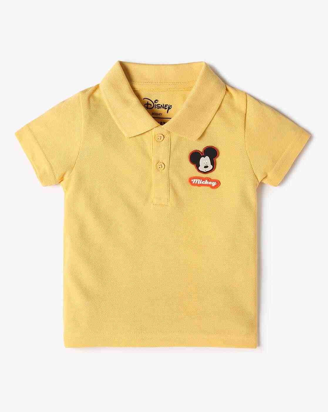 INF FRENDZ | Boys Mickey Mouse Badge Regular Fit Cotton Polo T-Shirt|0