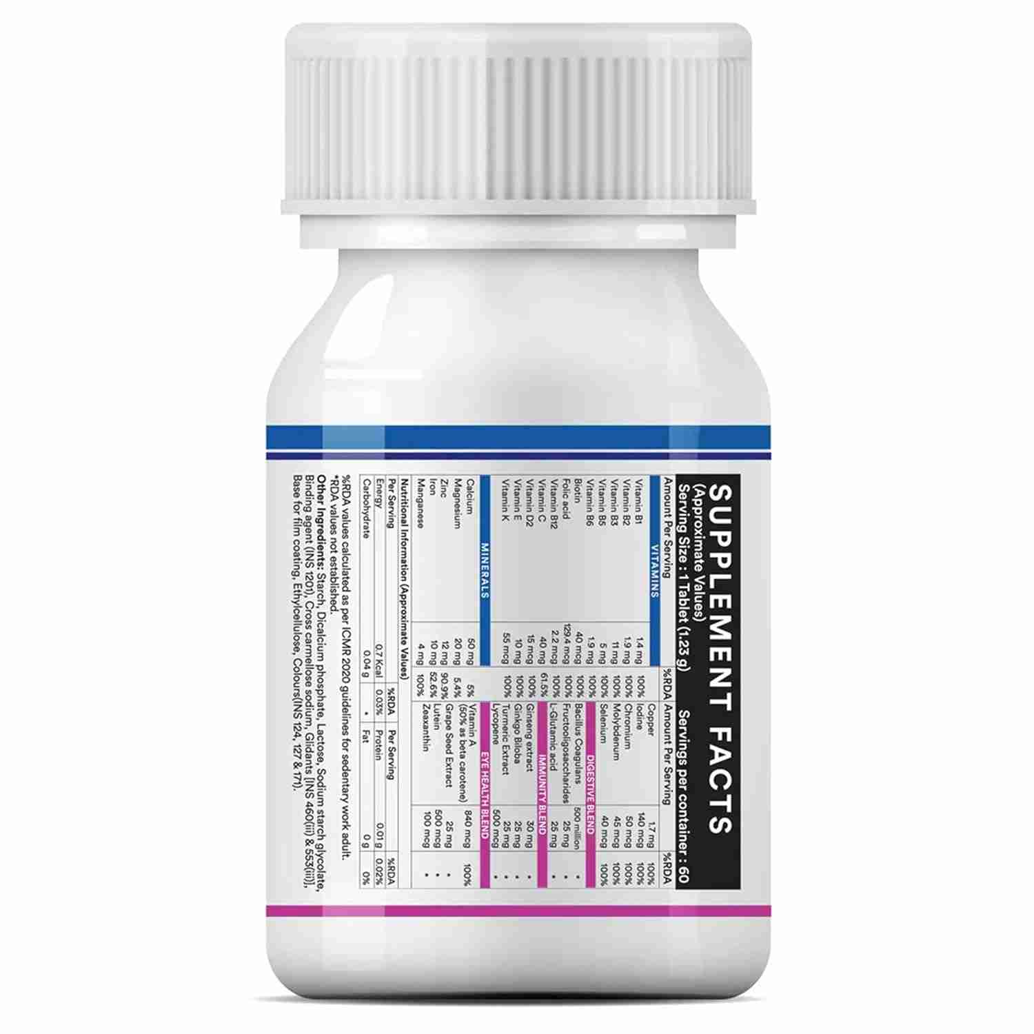 Inlife | Multivitamin Tablets | For Men & Women with Ginseng & Prebiotic Probiotic | 60 Tab