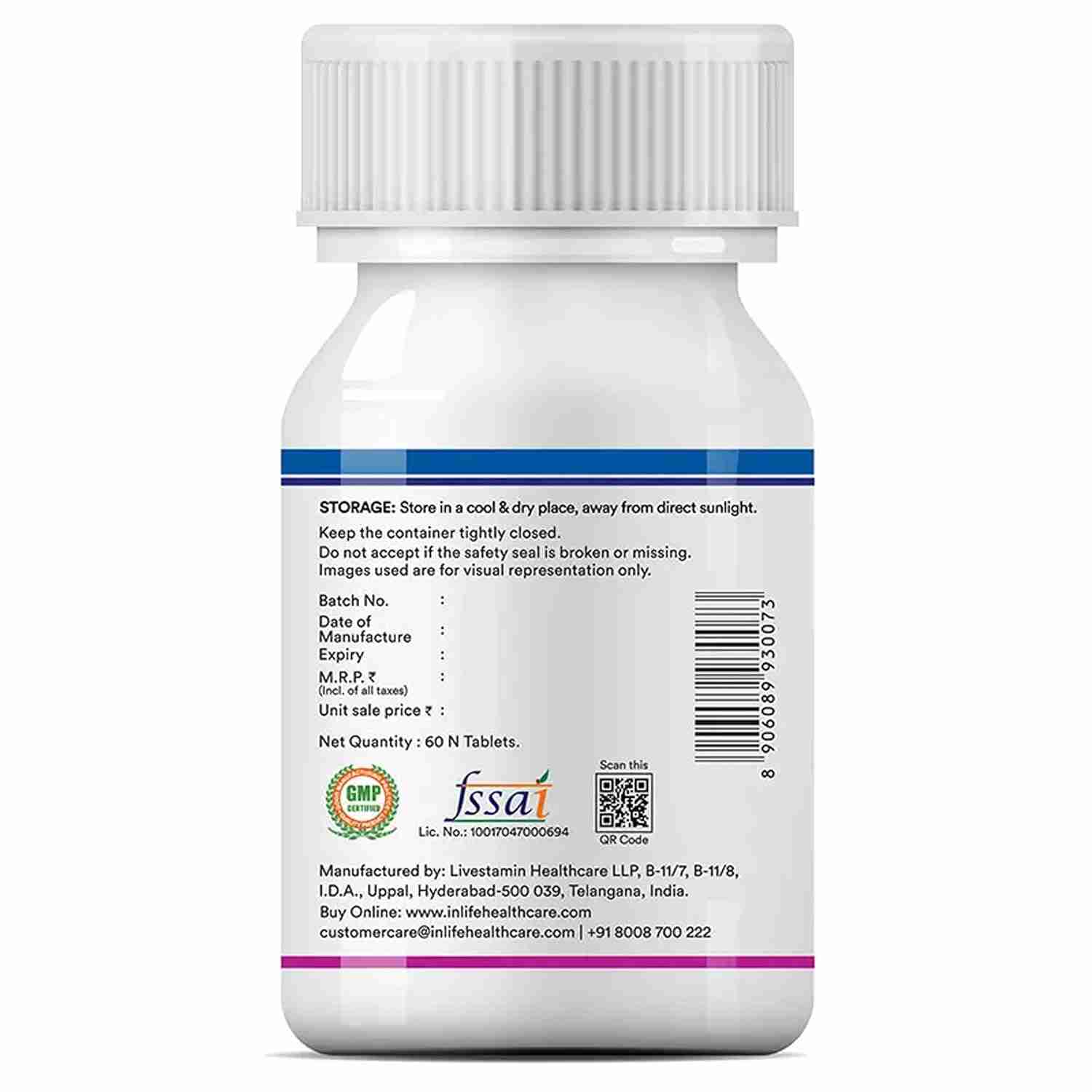 Inlife | Multivitamin Tablets | For Men & Women with Ginseng & Prebiotic Probiotic | 60 Tab