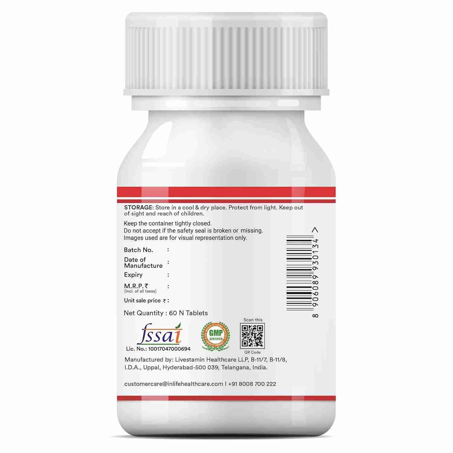 Inlife | Chelated Iron Folic Acid Supplement | 60 Tab