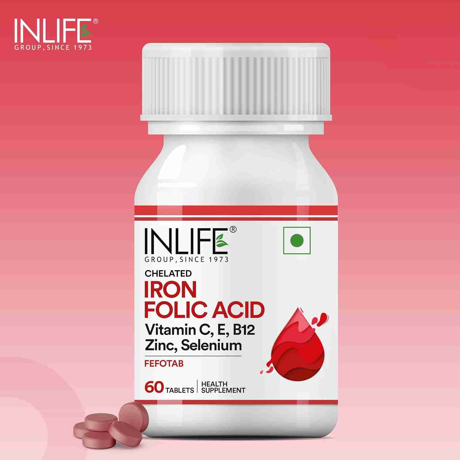 Inlife | Chelated Iron Folic Acid Supplement | 60 Tab