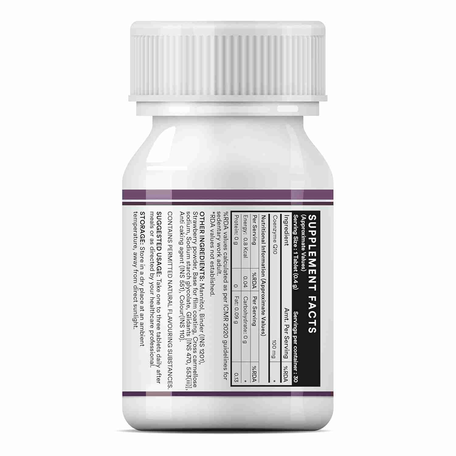 Inlife | Coenzyme Q10 100mg | CoQ10 Ubiquinone Supplement for Energy Management | 30 Chewable Tab