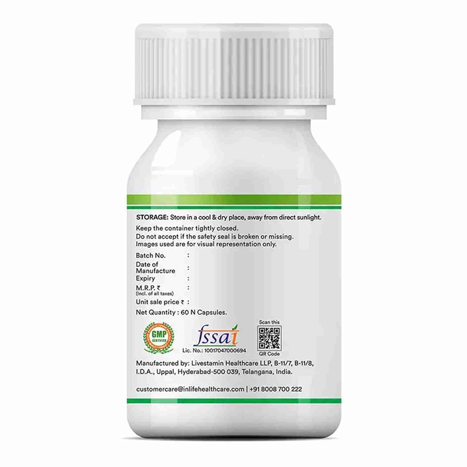 Inlife | Prebiotic and Probiotic Supplement for Gut Health | 60 Cap