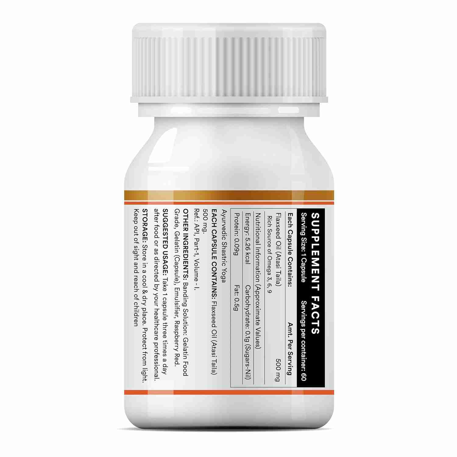 Inlife | Flaxseed Oil Extra Virgin Cold Pressed 500 mg |60 Liquid Filled Hard Shell Cap