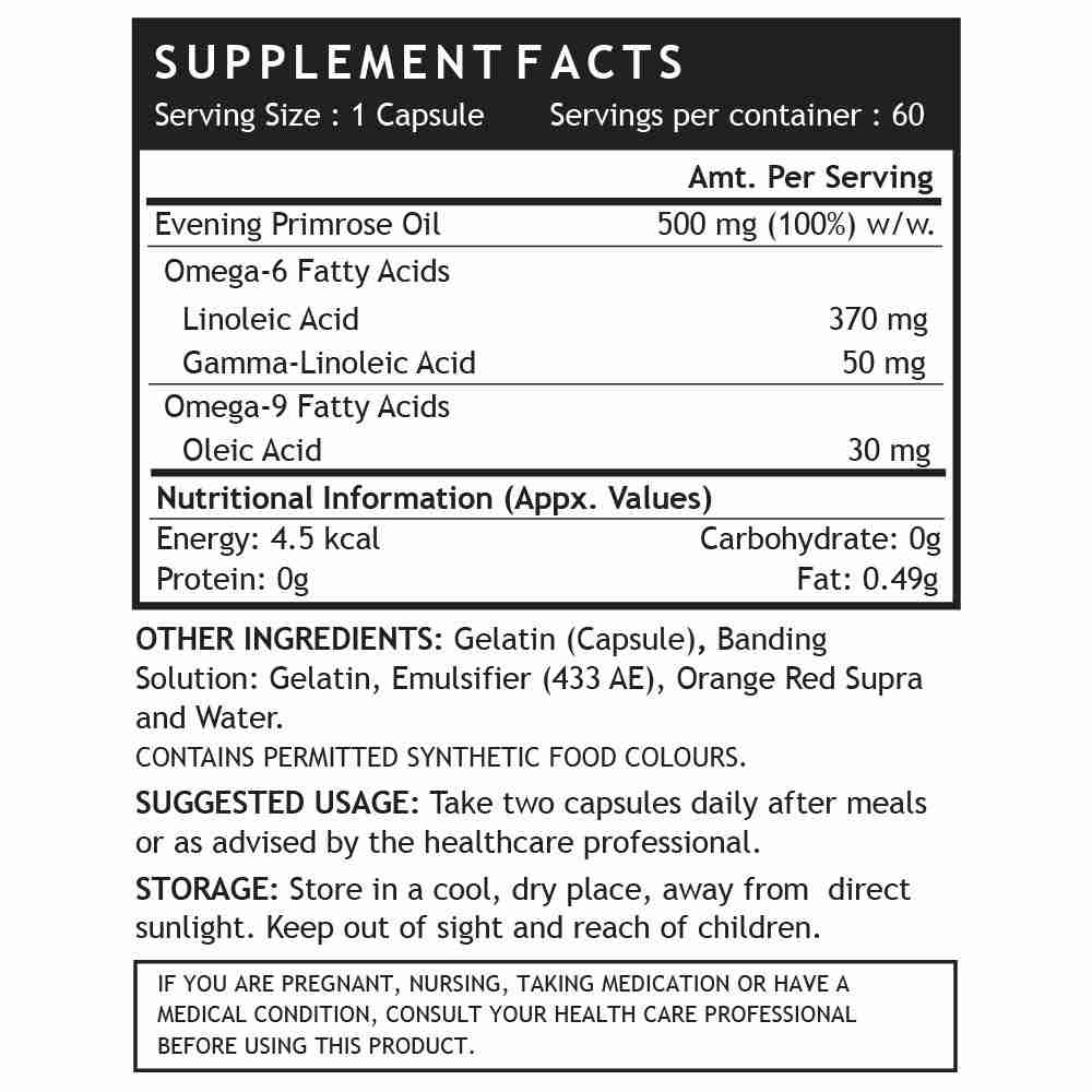 Inlife | Evening Primrose Oil Capsules 500mg | 10% Gamma Lionlenic Acid | 60 Liquid Filled Cap