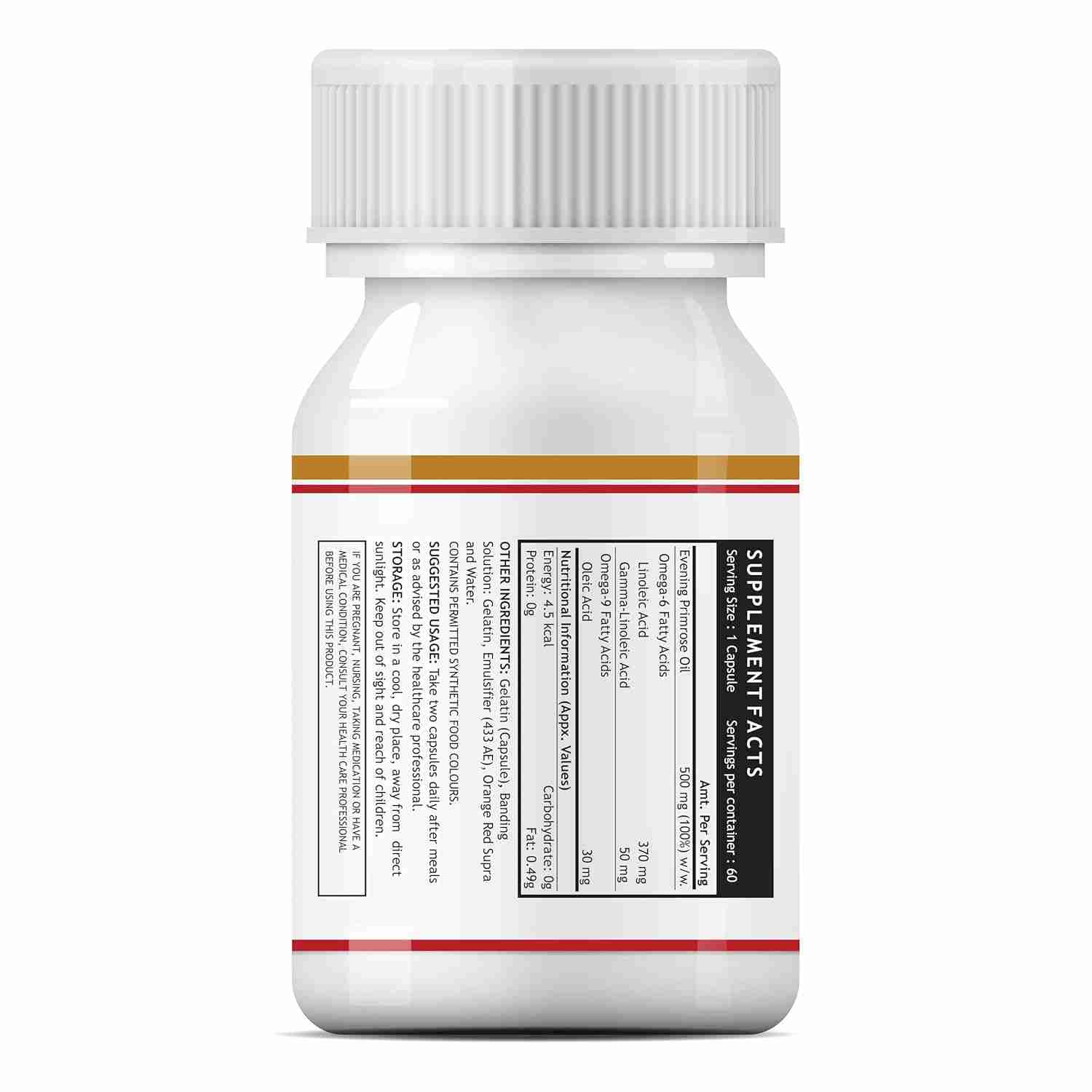 Inlife | Evening Primrose Oil Capsules 500mg | 10% Gamma Lionlenic Acid | 60 Liquid Filled Cap