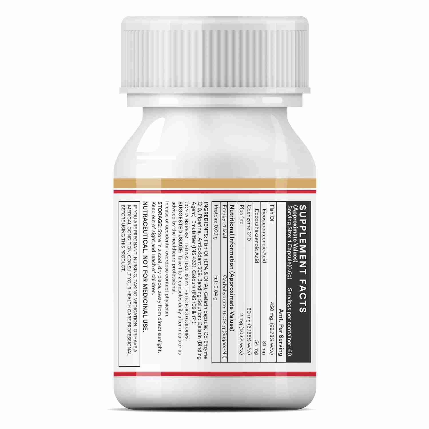 Inlife | Fish Oil Coenzyme Q10 Omega 3 Supplement (Fast Release) | 60 Liquid Filled Cap