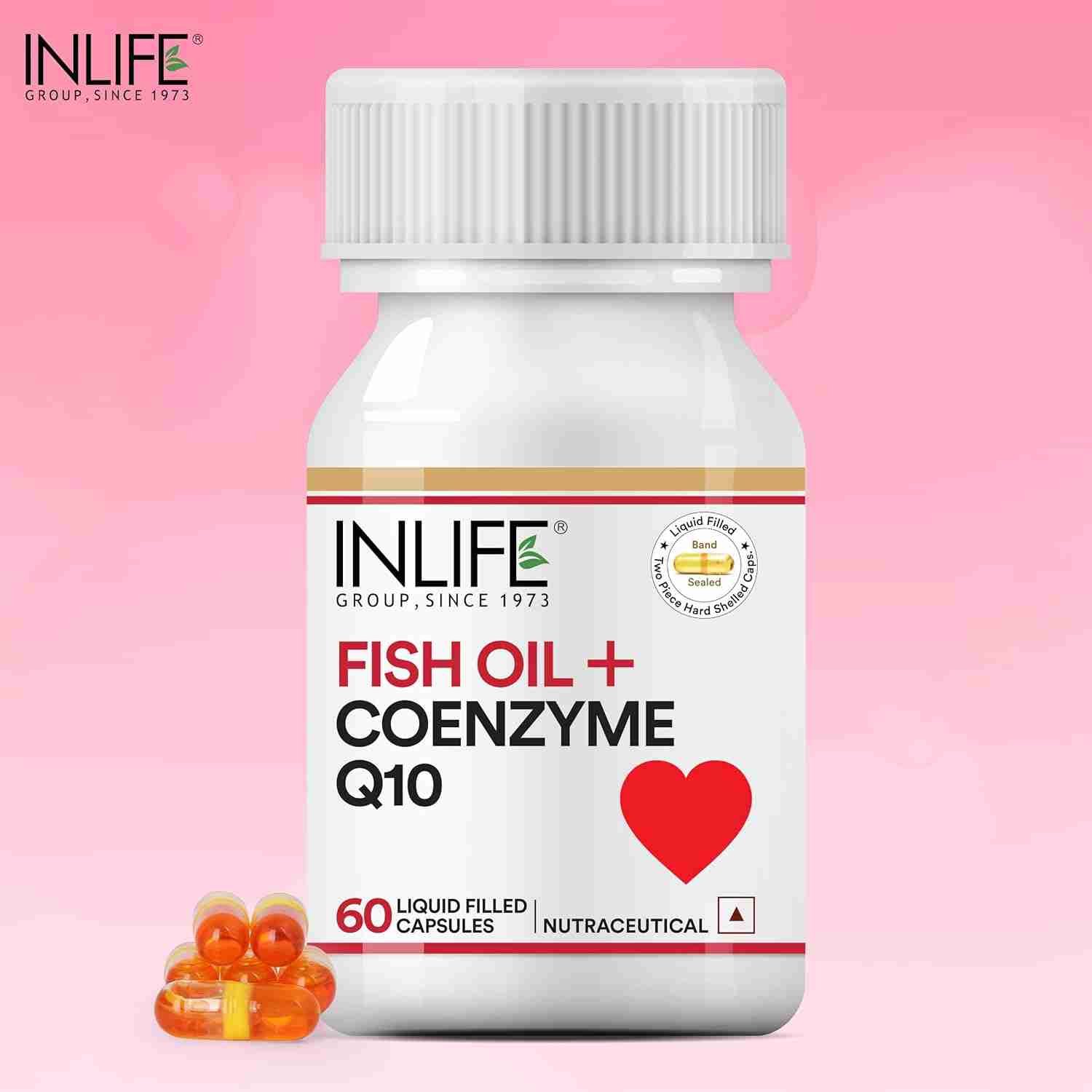 Inlife | Fish Oil Coenzyme Q10 Omega 3 Supplement (Fast Release) | 60 Liquid Filled Cap