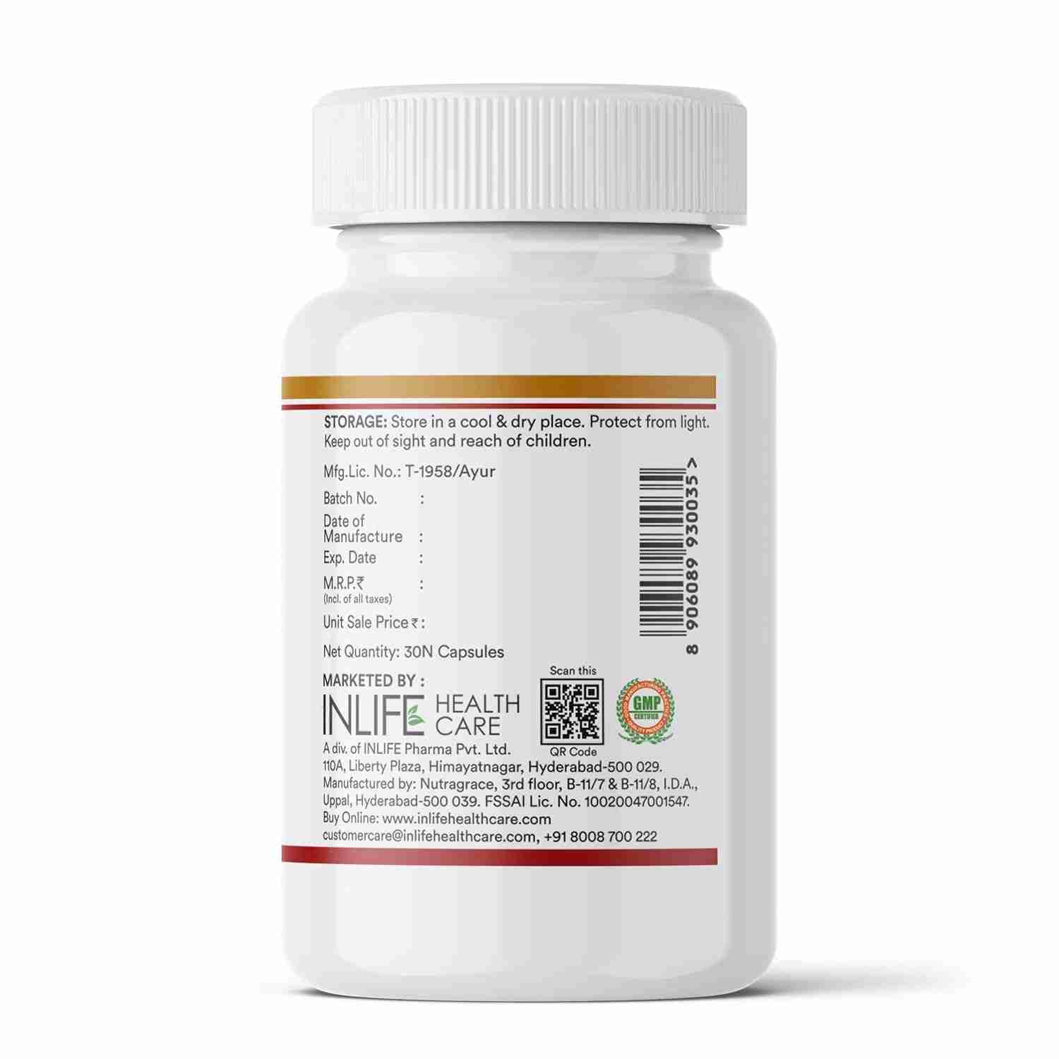 Inlife | Sea Buckthorn Oil Capsules 500mg | Omega 3 6 7 9 Supplement for Skin and Overall Wellness | 30 Liquid Filled Veg Cap