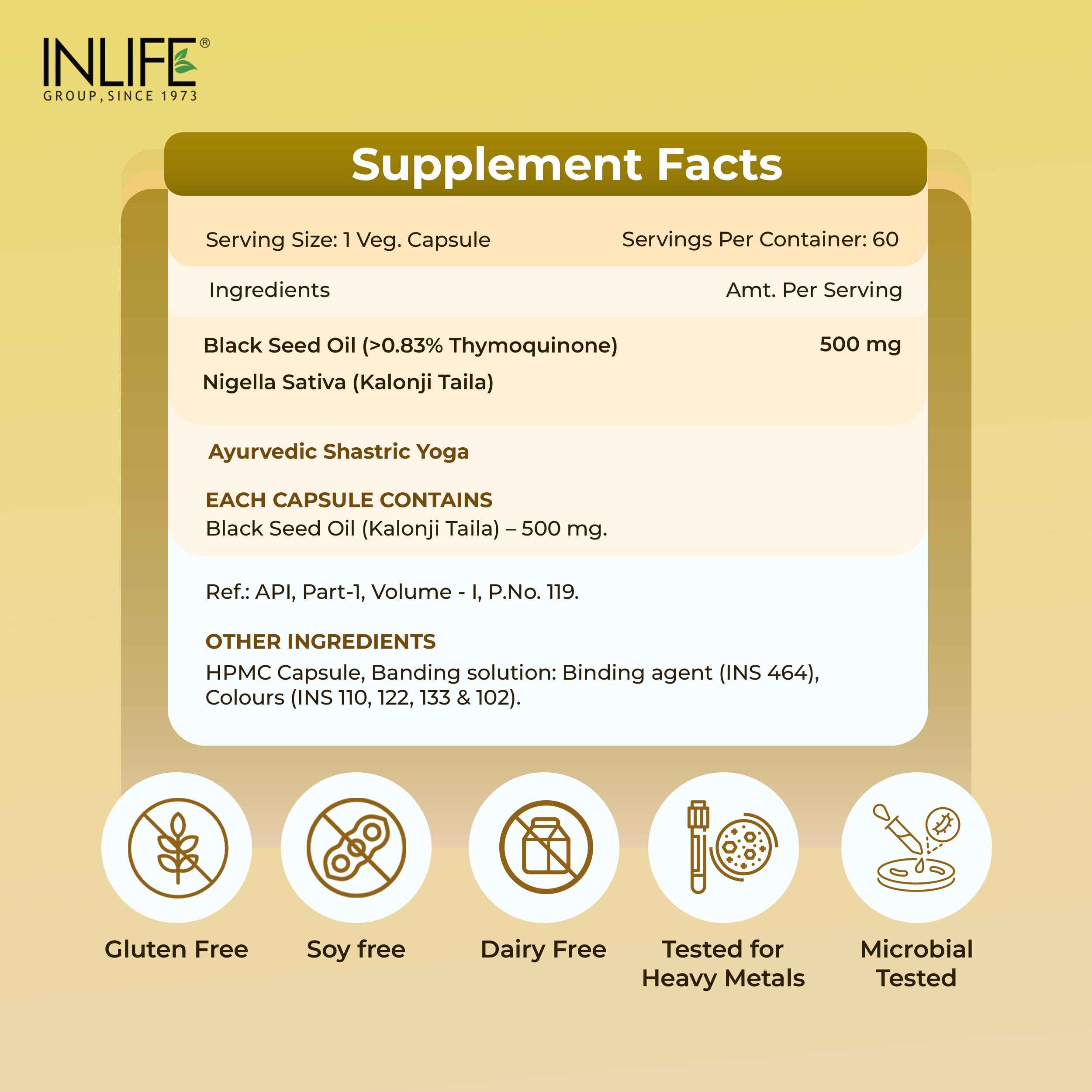Inlife | Black Seed Oil 500mg | Cold Pressed Kalonji Nigella Sativa | Immunity Skin & Hair Support | 60 Liquid Filled Veg Cap