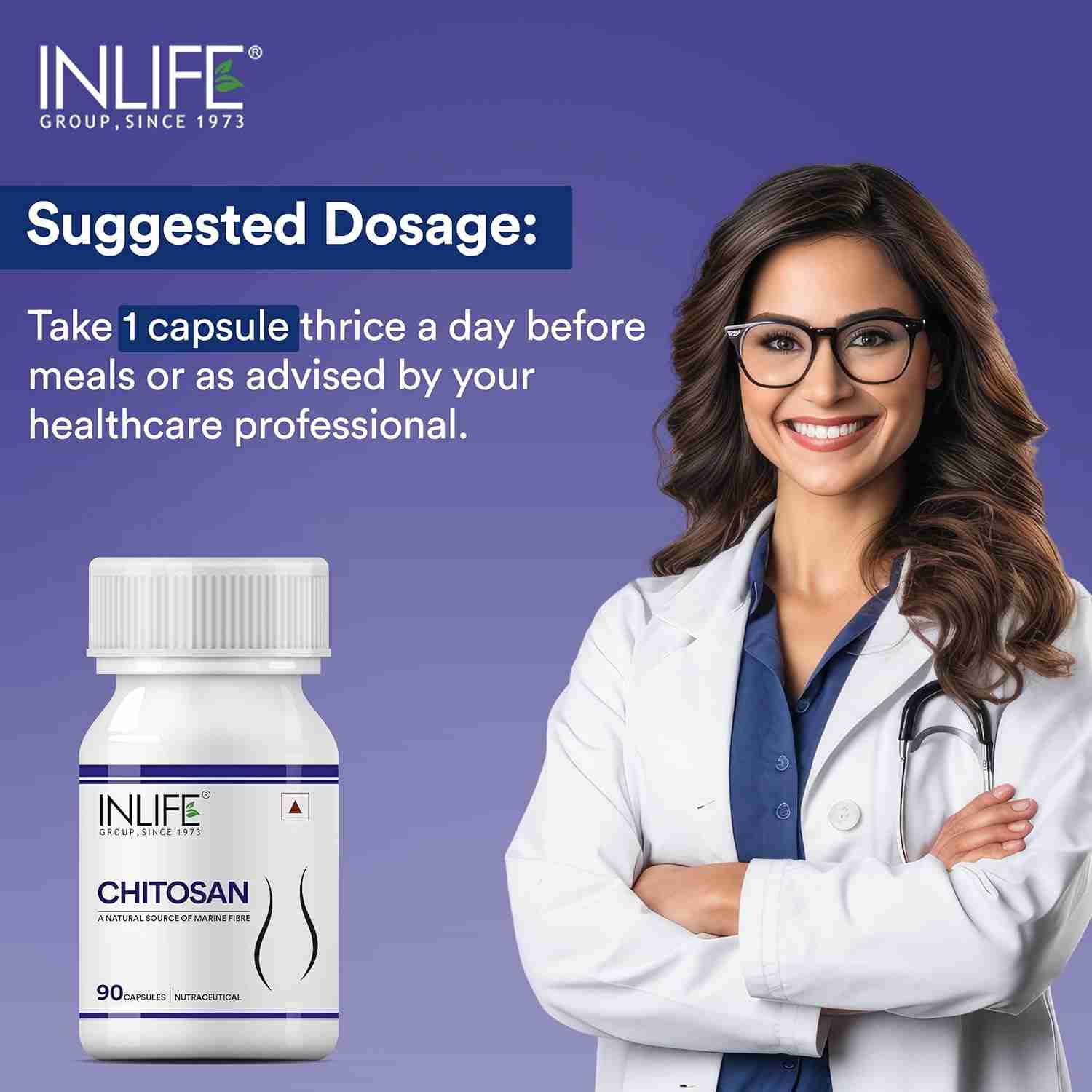 Inlife | Chitosan Supplement 1050 mg, per serving | 90 Cap