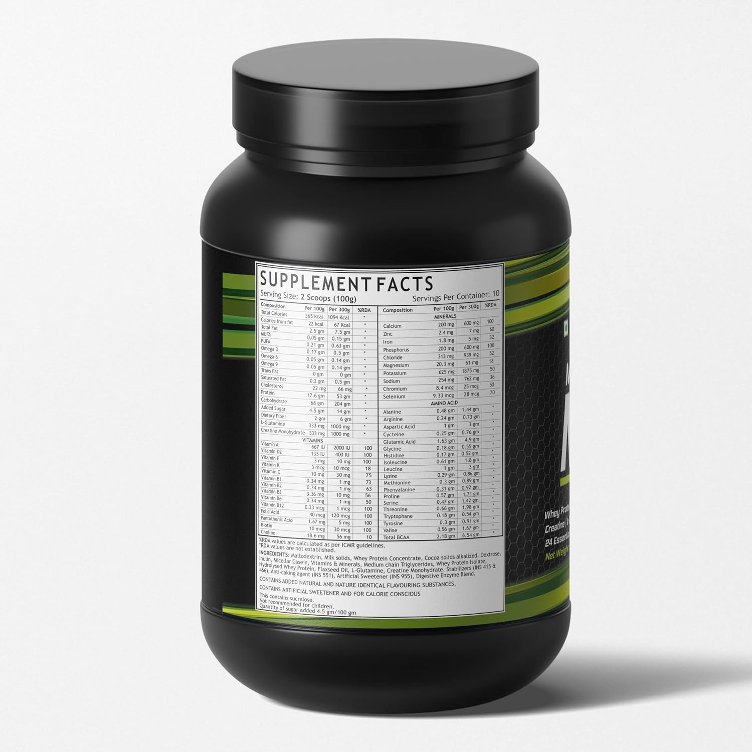 Inlife | Muscle Mass Gainer With Whey Protein Powder | Body Building Supplement | Chocolate | 1kg