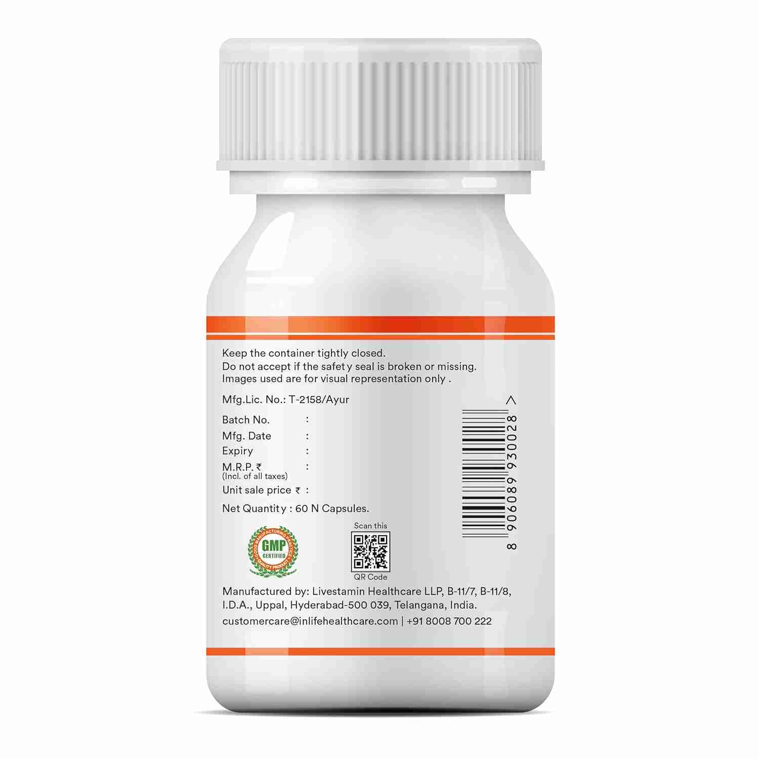 Inlife | Tribulus Terrestris For Men | Gokshura with Saponins 40%, 1000mg per serving | 60 Veg Cap