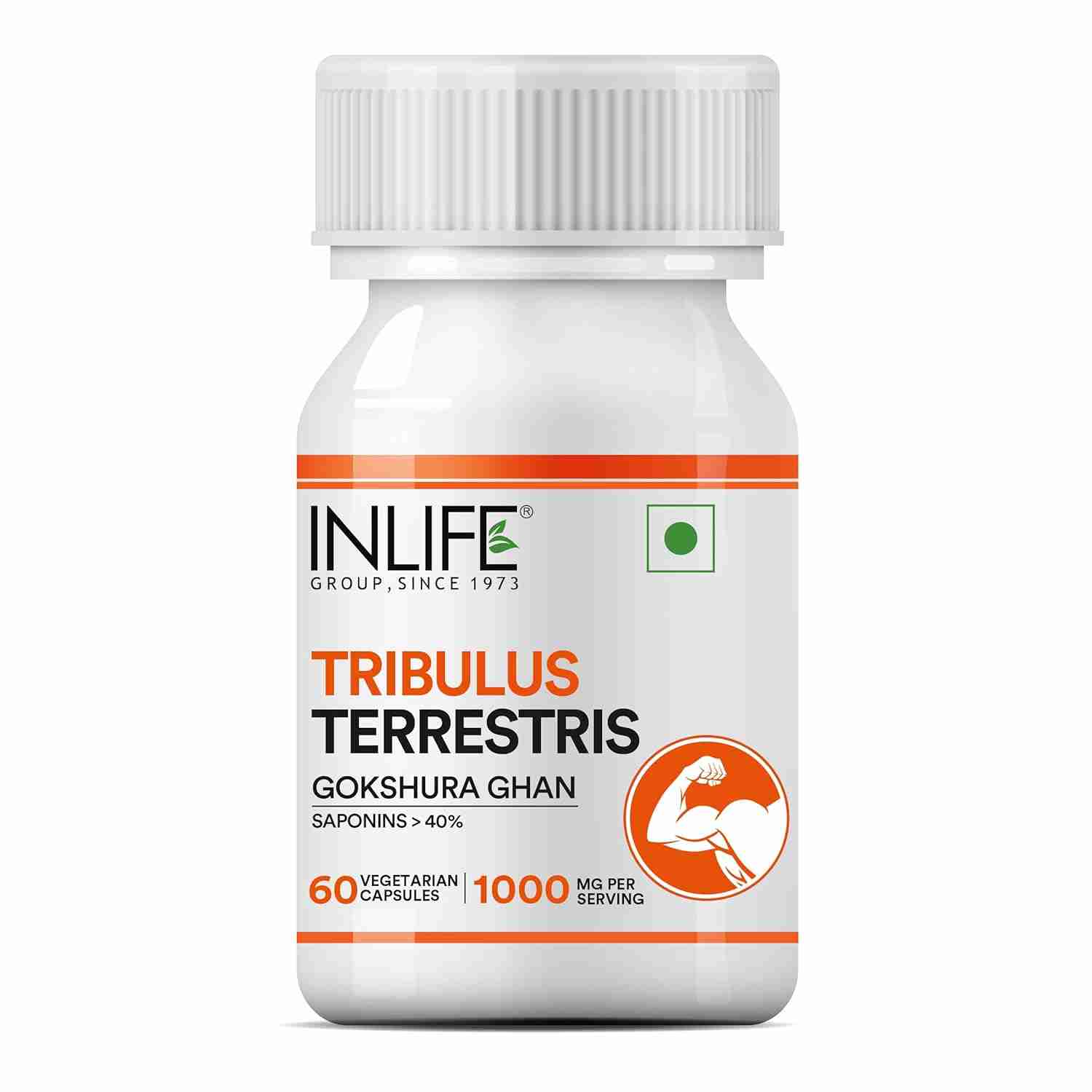Inlife | Tribulus Terrestris For Men | Gokshura with Saponins 40%, 1000mg per serving | 60 Veg Cap