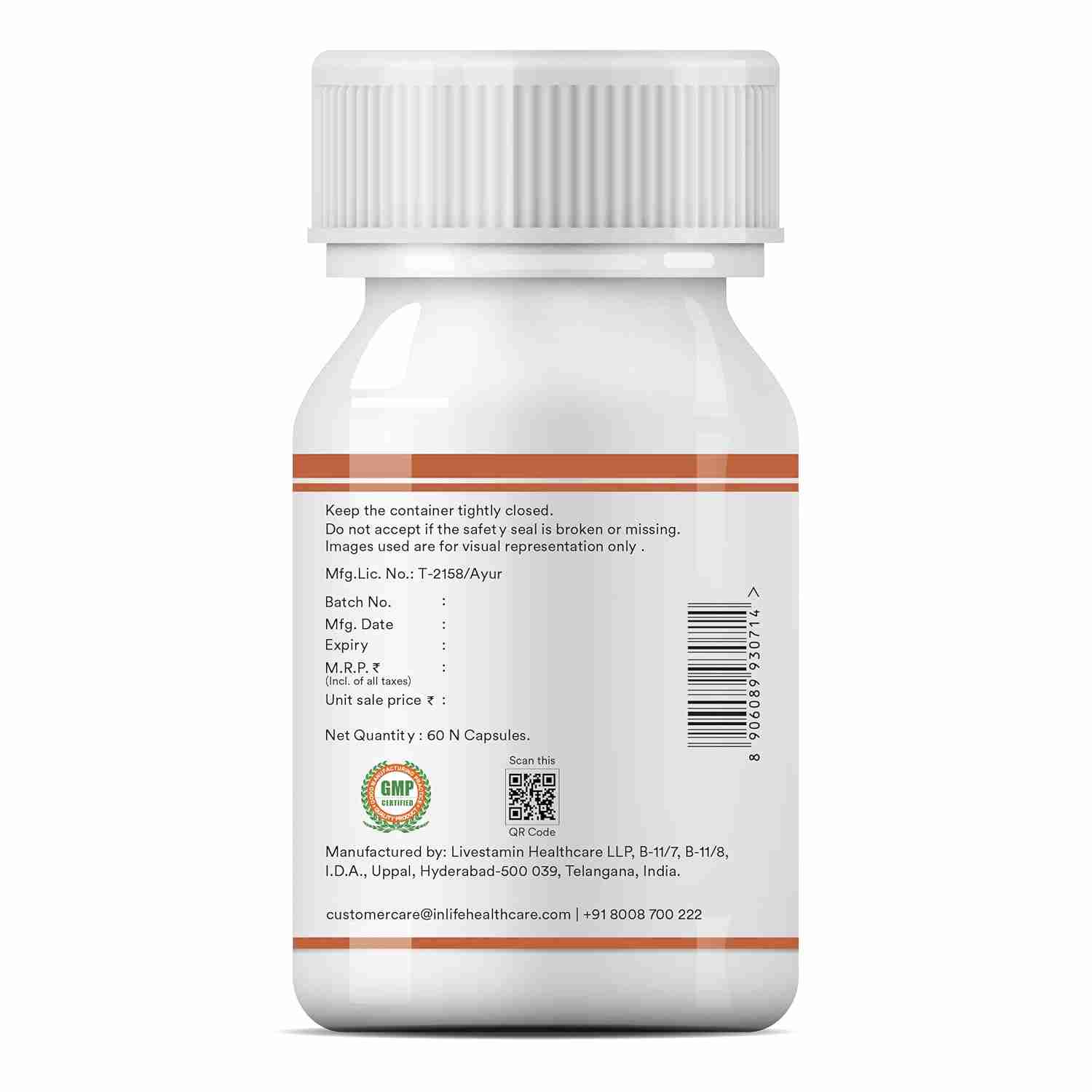 Inlife | Arjuna Capsules 500mg | Herbal Extract | 60 Veg Cap