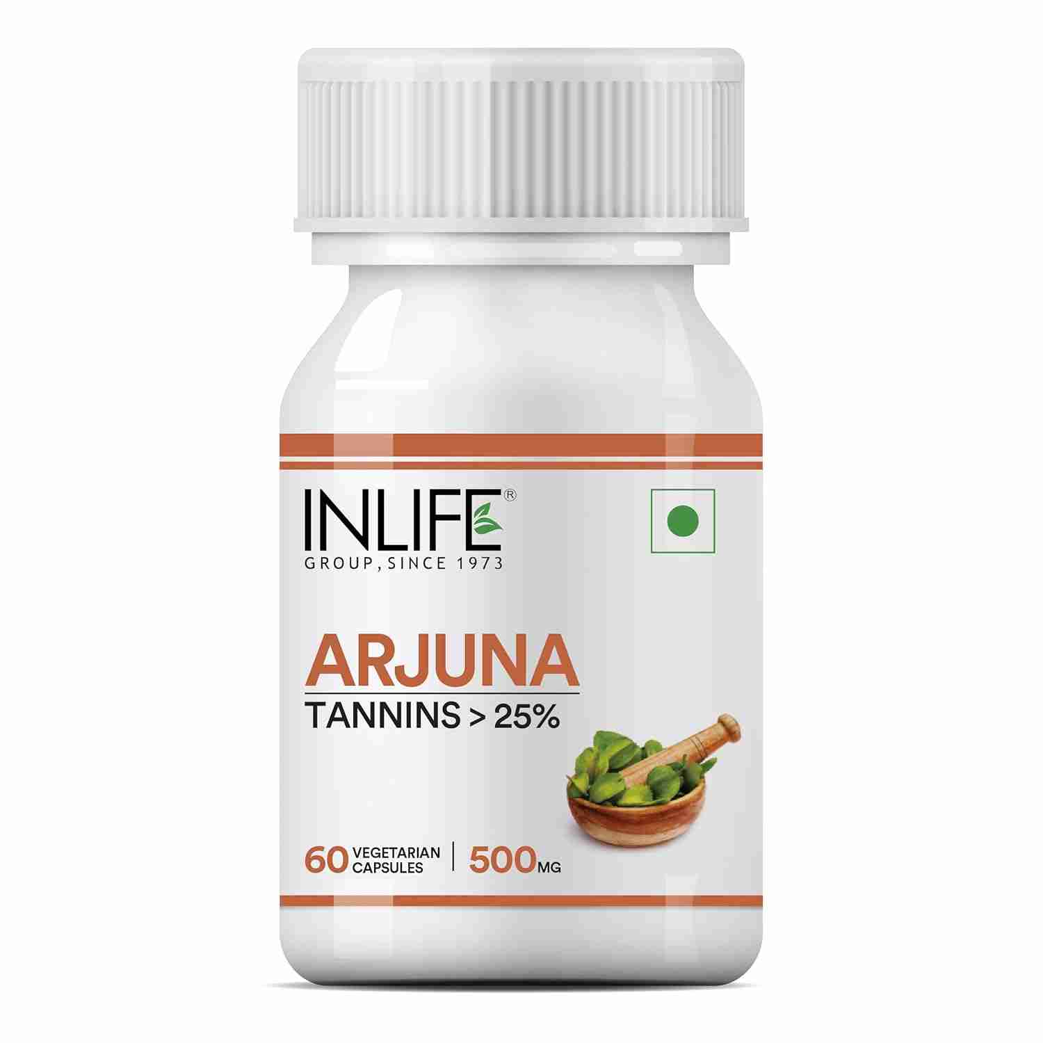 Inlife | Arjuna Capsules 500mg | Herbal Extract | 60 Veg Cap