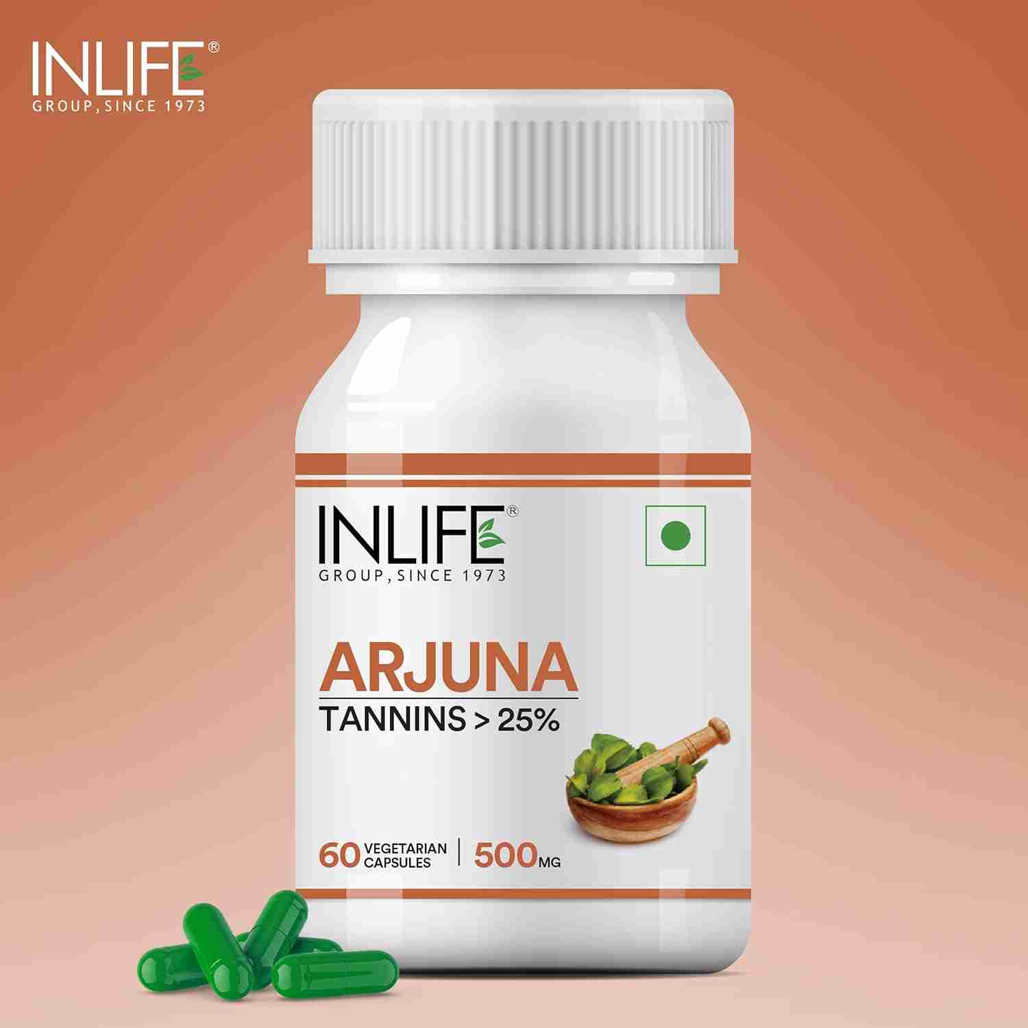 Inlife | Arjuna Capsules 500mg | Herbal Extract | 60 Veg Cap