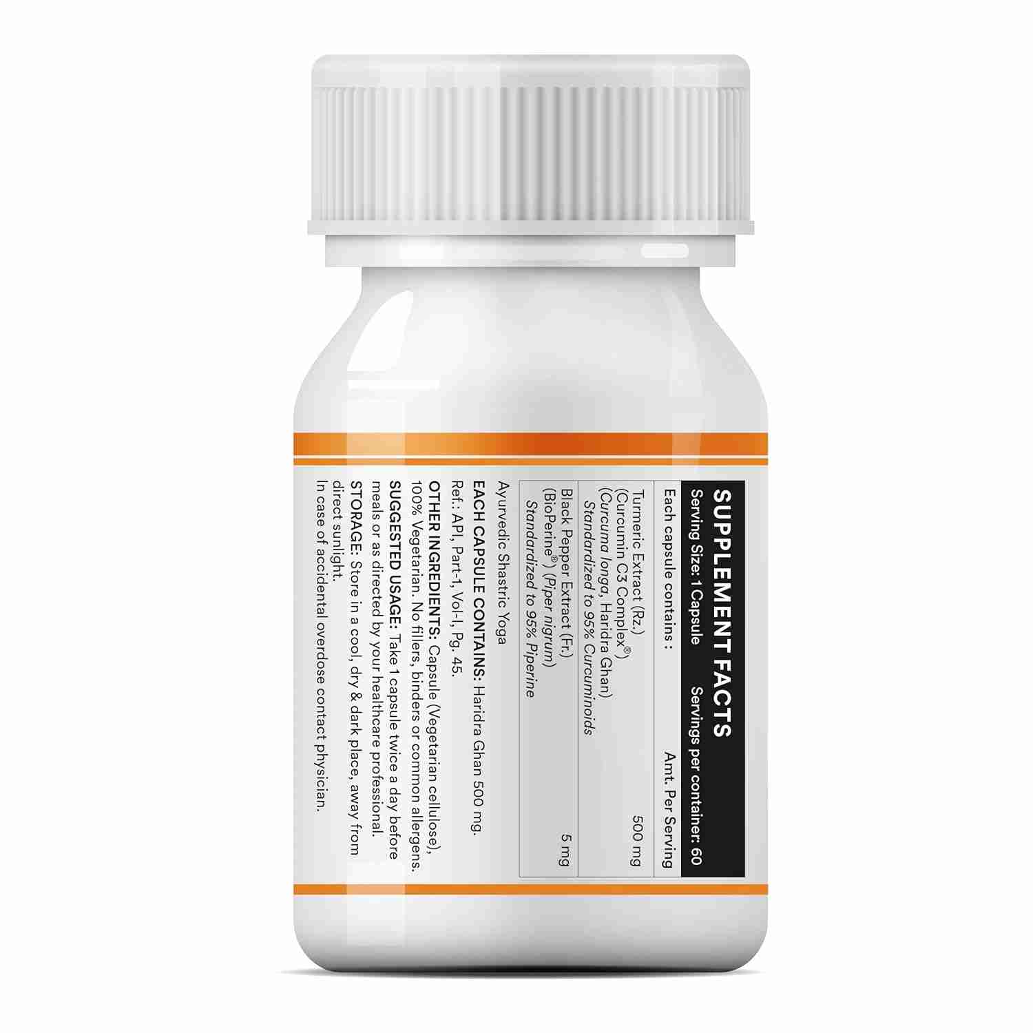 Inlife | Curcumin C3 Complex (95% Curcuminoids) 500 mg Turmeric with BioPerine (Piperine) Extract Supplement 5 mg | 60 Cap