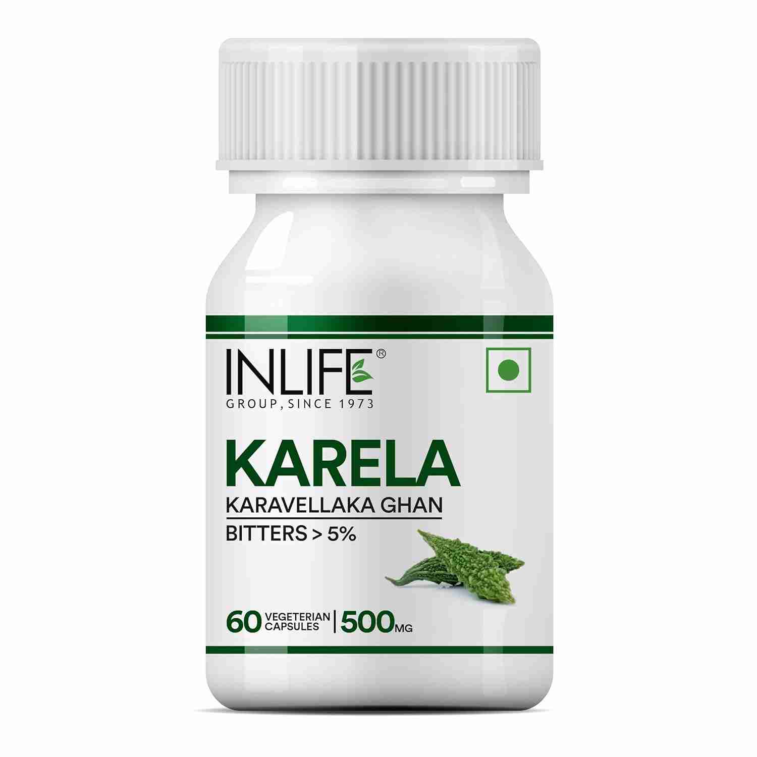 Inlife | Karela Capsules 500mg | Extract | Ayurvedic Herbal Supplement for Sugar Management | 60 Veg Cap