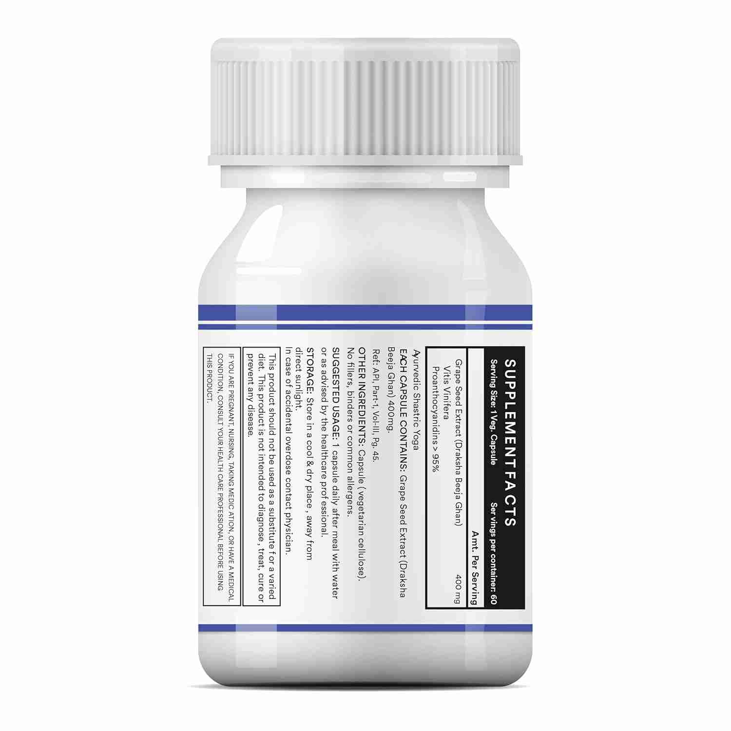 Inlife | Grape Seed Extract (Proanthocyanidins > 95%) Antioxidant, 400 mg | 120 Veg Cap