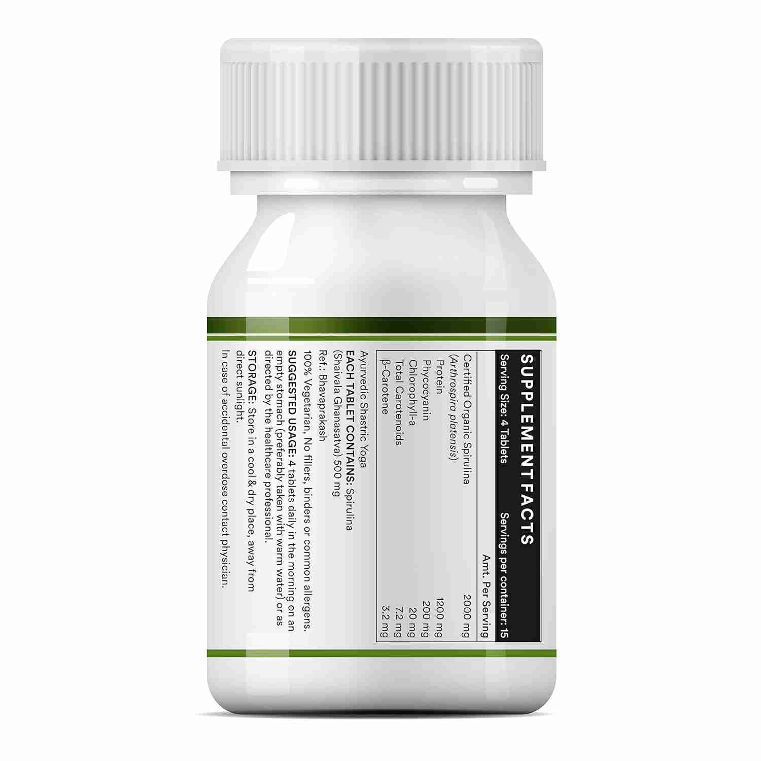 Inlife | Spirulina Tablet 2000 mg | Green Superfood Supplement | Nutritional Supplement Protein Fiber Antioxidants | 60 Tab