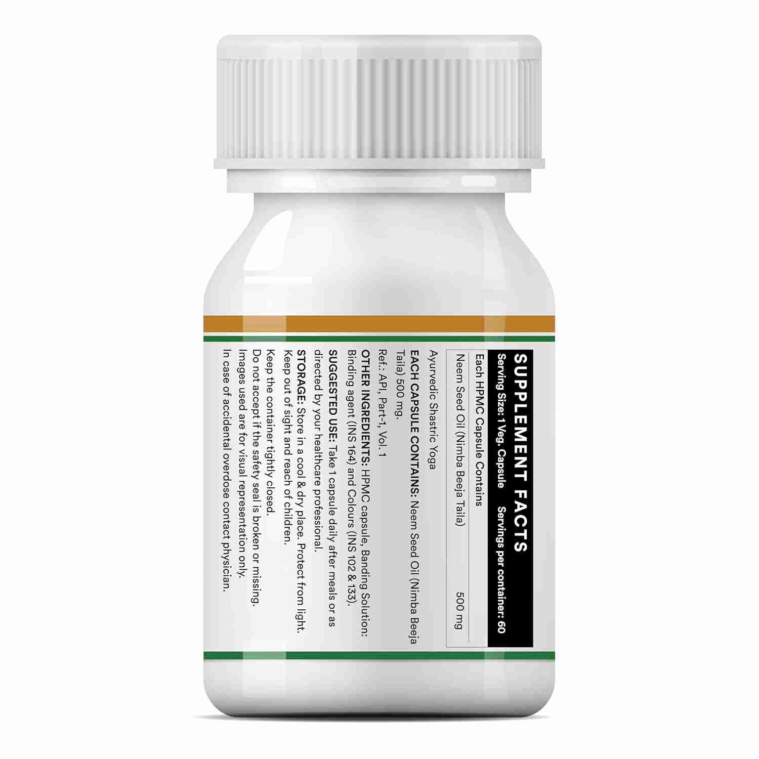 Inlife | Neem Seed Oil Capsules | Rich in Antioxidants | Health Supplement for Men Women, 500mg | 60 Liquid Filled Veg Cap