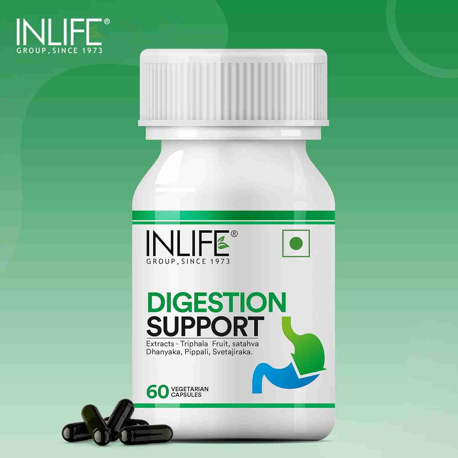 Inlife | Digestion Support Supplement | For Men and Women | 60 Veg Cap