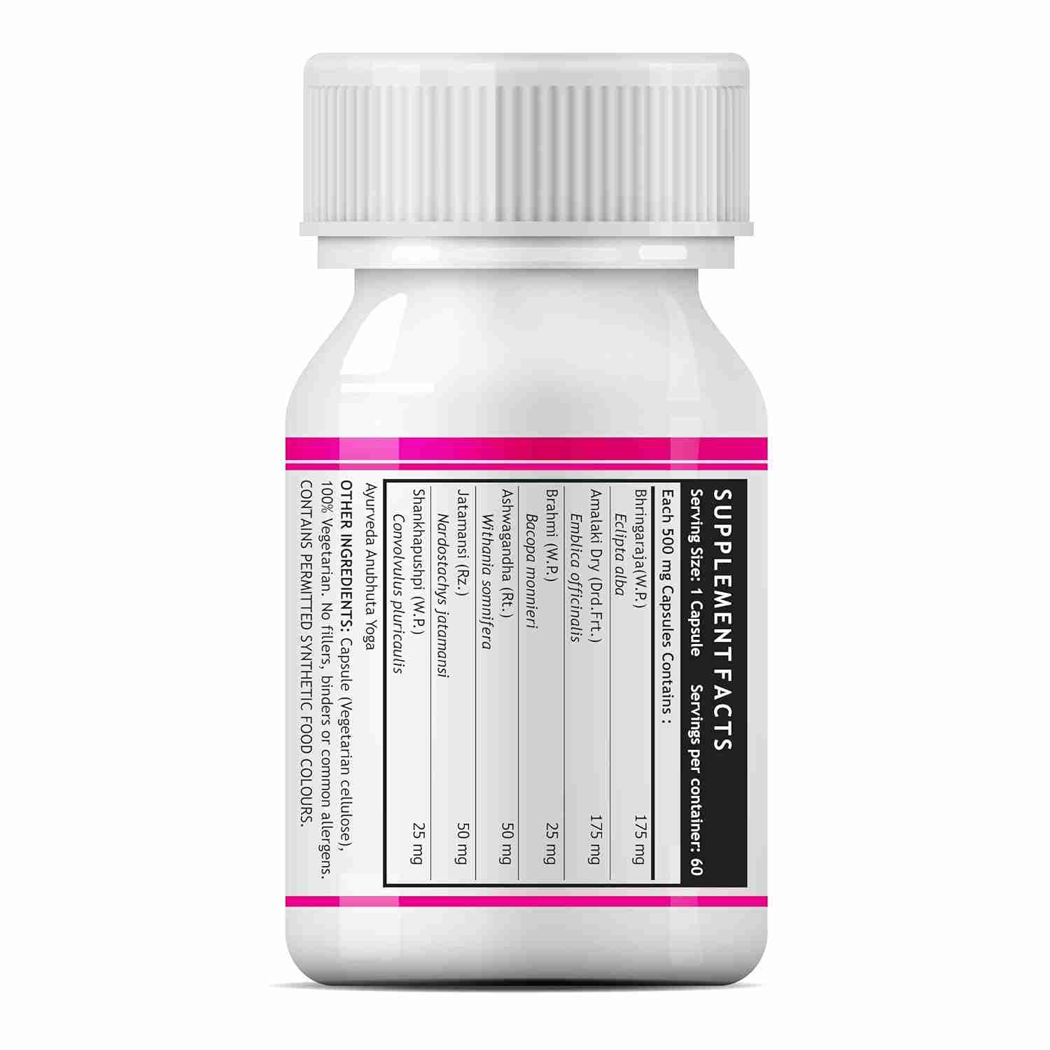 Inlife | Hair Support Supplement, Bhringraj, Brahmi, Ashwagandha and other Ayurvedic Herbs 500 mg | 60 Veg Cap